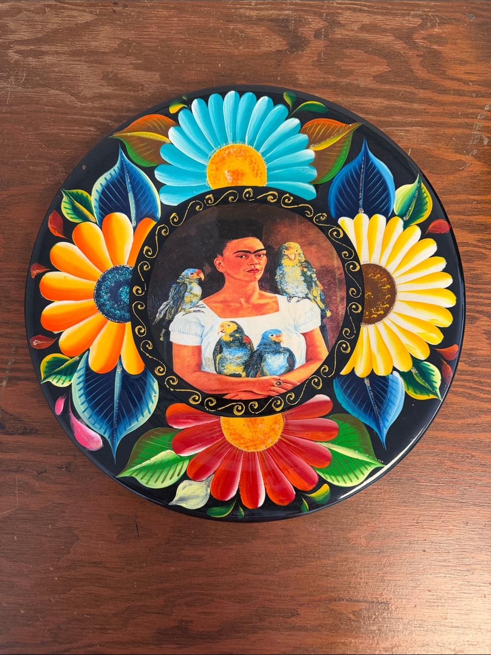 Frida Kahlo Floral Parrot Decorative Wall Plate - Multicolor